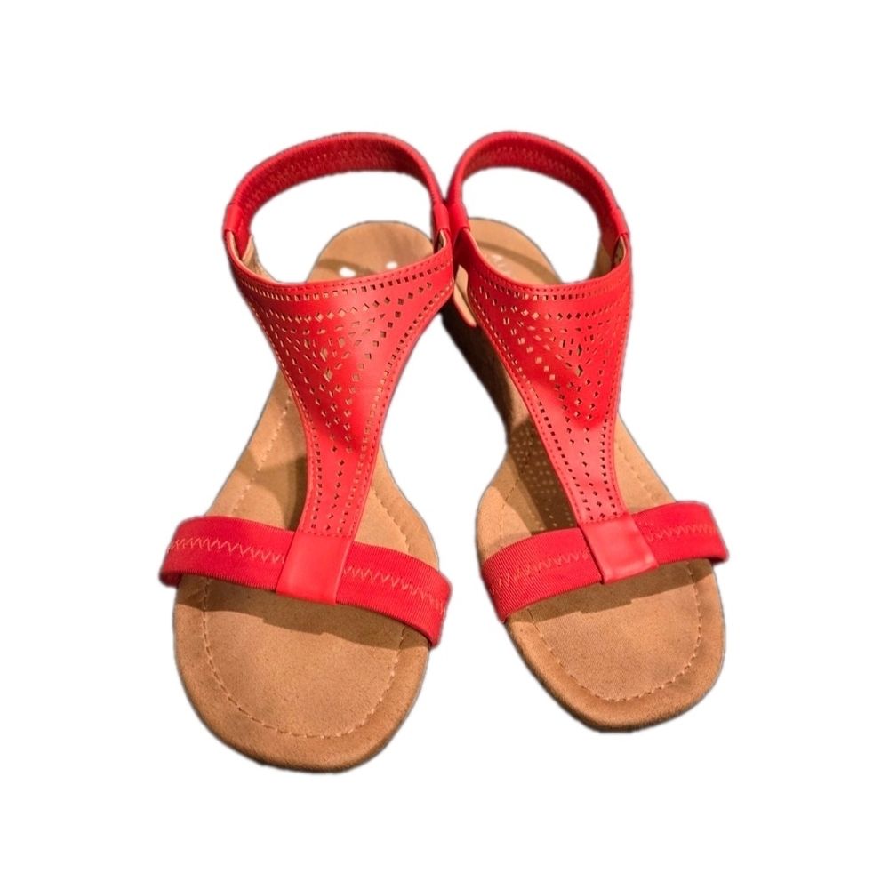 Alfani Womens Vacanzaa 2 Faux Leather T-Strap Wedge Sandals Size 10.5